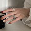 Tide, small design silver adjustable ring, on index finger, does not fade, simple and elegant design, Japanese and Korean