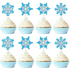 国境を越えたクリスマス冬の青い雪花の祝日装飾カード誕生日パーティーケーキの小さなカードのプラグイン