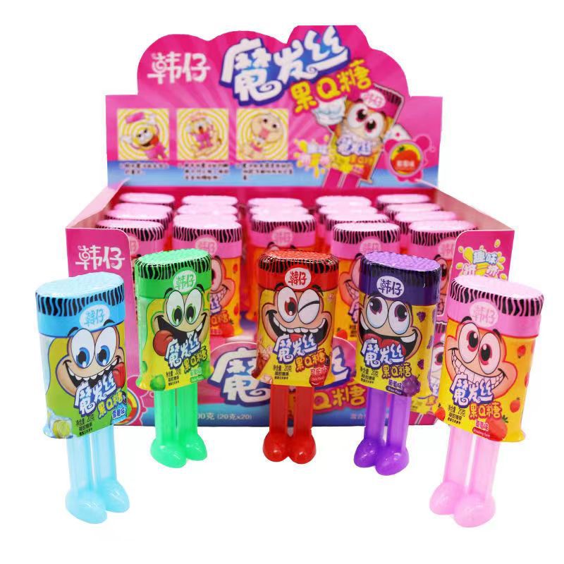 韩仔魔发丝果Q糖可爱混合水果味果汁糖软糖头发丝魔发丝儿童糖果