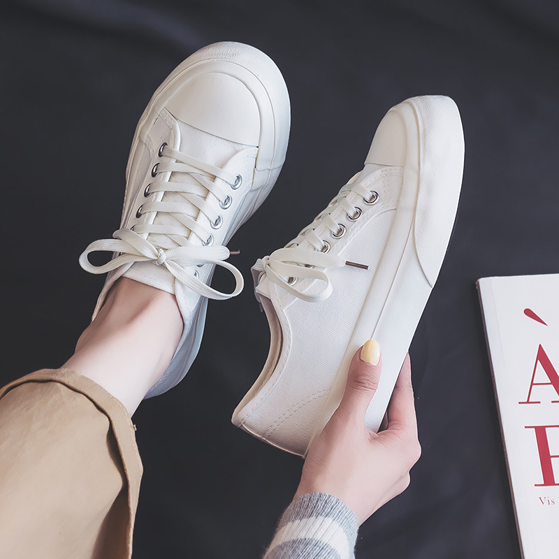 Zapatillas blancas lechosas de estilo preppy del todo-fósforo 2023 nuevo transpirable ligero lindo estilo japonés zapatos de Punta Grande zapatos de lona de suela gruesa image 4