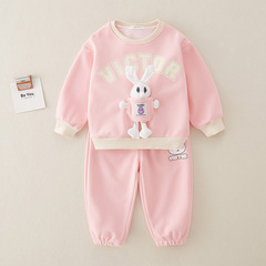 Girls' Spring Outfit 2024 New Fashion Baby Long Sleeve Toddler Casual Spring and Autumn Season Kids Two-Piece Set