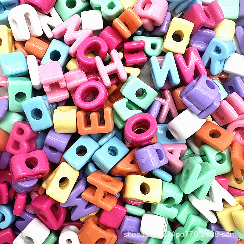 21mm macaron color letters (10 pcs) hole 6mm