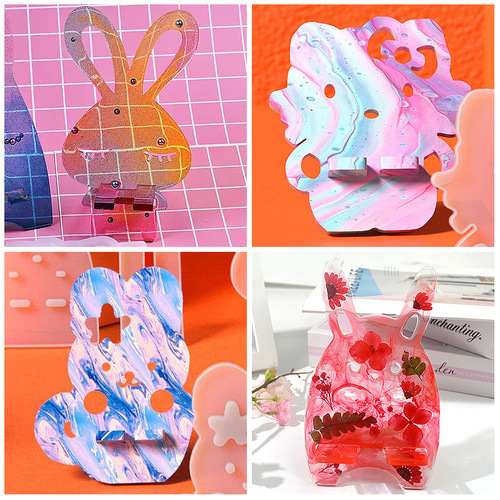 18 types of silicone molds for cell phone holders, cat and rabbit animal series ornaments storage racks, glasses frames, silicone molds
