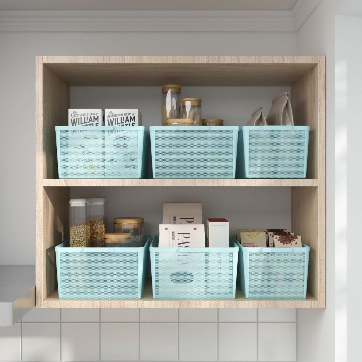 Cesta de almacenamiento de armario estante rectangular cocina cesta de malla cerrada mesa de metal forjado bocadillos caja de almacenamiento de artículos diversos