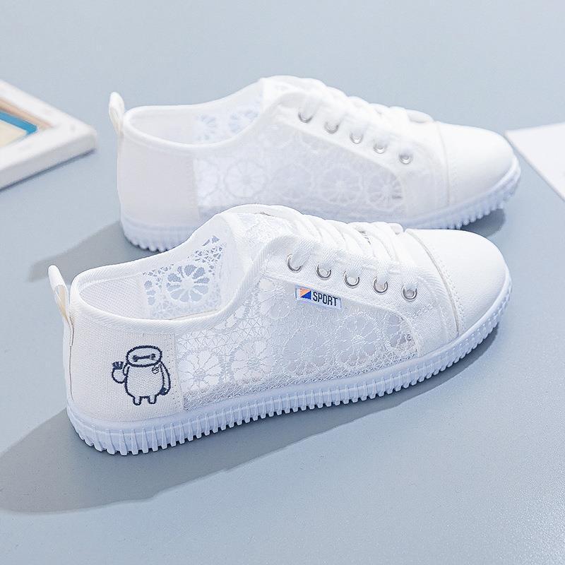 White Shoes for Women 2024 New Versatile Spring and Summer Thin Mesh Shoes Breathable Mesh Flats Casual Shoes Trbottomy Sneakers