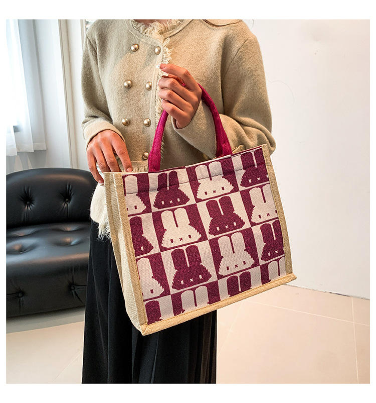 High-end mid-capacity canvas school commuting handbag 2024 new style fashionable and versatile linen single-shoulder tote bag undefined