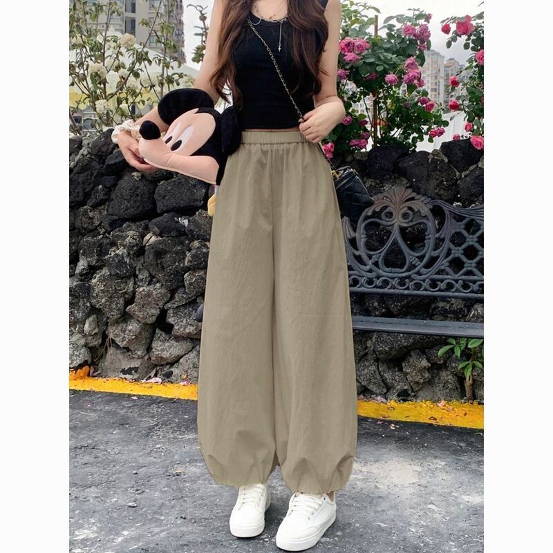 Ice Silk Lantern Casual Pants for Women, Summer Thin High-Waisted Loose Jogger Cropped Harem Pants for Petite Figures, Carrot Flower Bud Pants