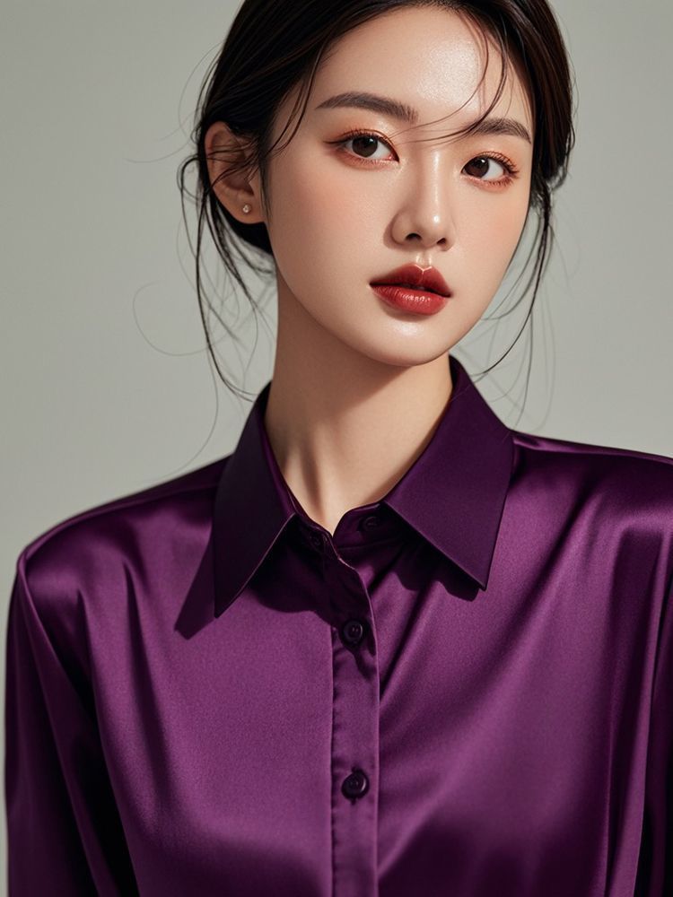 2025 Autumn New High-End Professional Satin Purple Shirt For Women Long Sleeve Formal Fashion Commuting Elegant Blouse_ecoleips.com