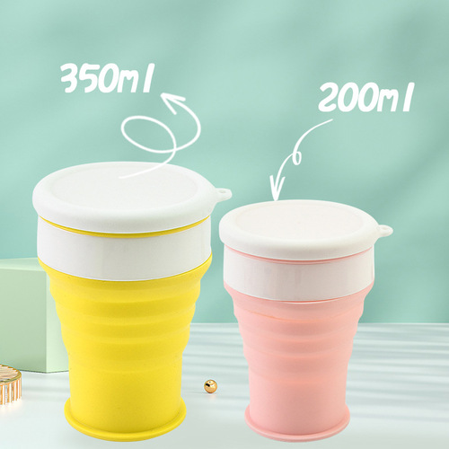 Silicone foldable water cup, portable travel outdoor camping sports cup, foldable coffee cup, accompanying water cup
