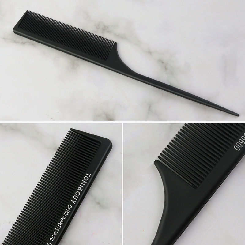 Peine de cola puntiaguda de peluquería profesional peine para el cabello con placa para niños corte de pelo antiestático para hombres peine de corte de cabello peine de madera rizada