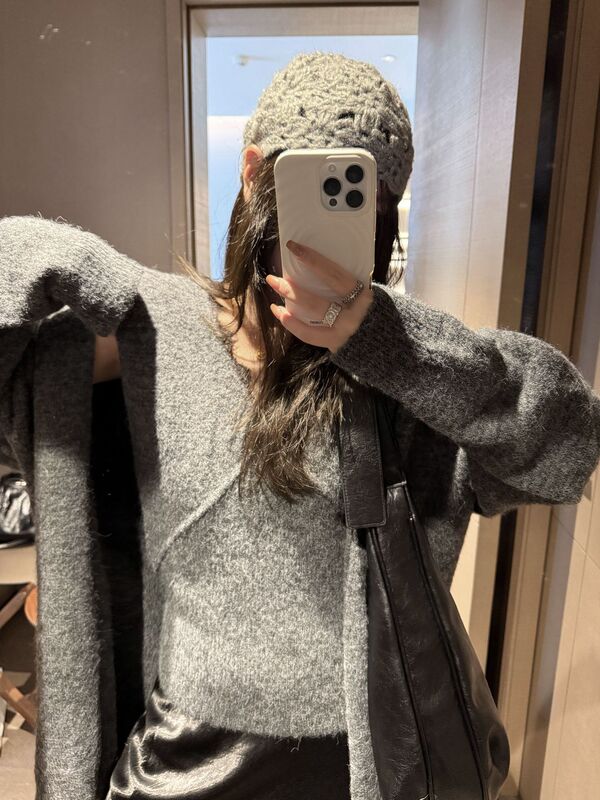 法式时尚针织套装女2025秋冬新款蕾丝拼接针织背心＋开衫两件套|undefined