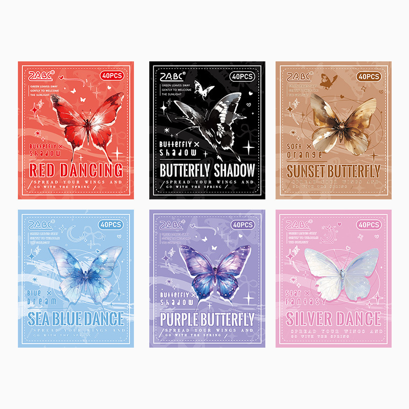 tinta sombra de mariposa transparente impermeable pet caja pegatinas diy diario pegatinas retro mariposa pegatinas de animales
