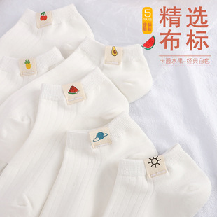 Cotton Socks Cloth Label Women's Socks Liaoyuan Manufacturer Wholesale E-Commerce Supply Spring and Summer New Women's Boat Socks White Women's Boat Socks