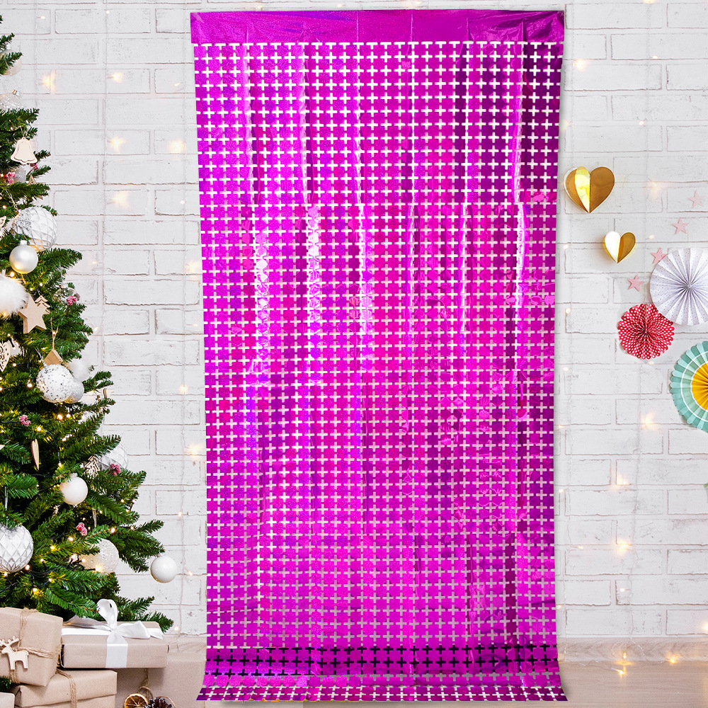 Cortina de seda de lluvia nueva decoración del partido pequeña cortina cuadrada transfronteriza escena diseño fiesta suministros Golden Laser cortina cuadrada