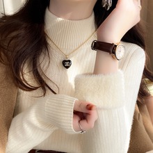 半高领毛衣女秋冬2025新款冬季加厚一体绒打底衫内搭修身针织上衣