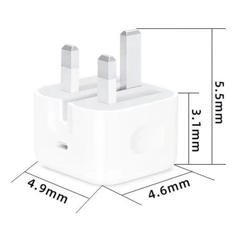 Зарядное устройство с поддержкой быстрой зарядки PD20W по британскому стандарту, комплект для зарядки с кабелем Lightning, подходит для мобильных телефонов Apple 14/15.