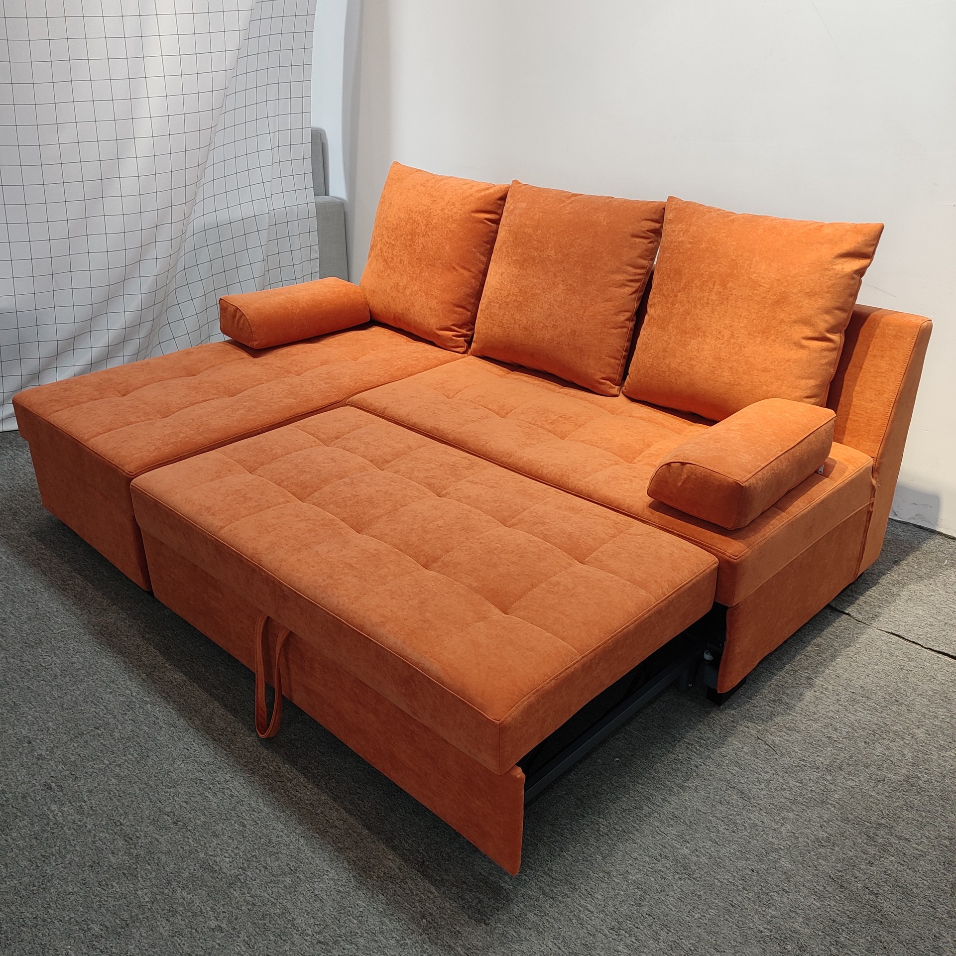 Moderno simple sofá plegable doble uso multifuncional casa pequeña esquina combinación de lavado de tela sofá cama