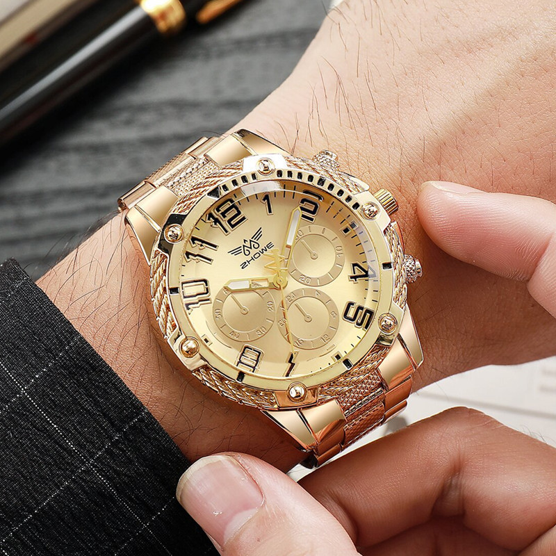 watch men's watch watches alloy blue light Three-eye quartz watch men's large dial men's watch_voghion.com