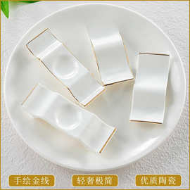 金边两用陶瓷筷子托高档筷托酒店摆台家用公勺公筷筷三用多用