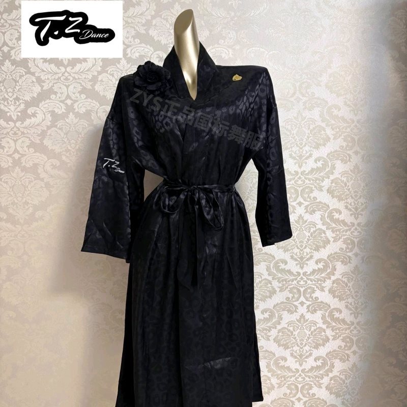 Tz Dance Ice Silk Satin Latin Skirt National Standard Skirt Dance Costume Competition Robe Latin Competition Waiting Room Clothes