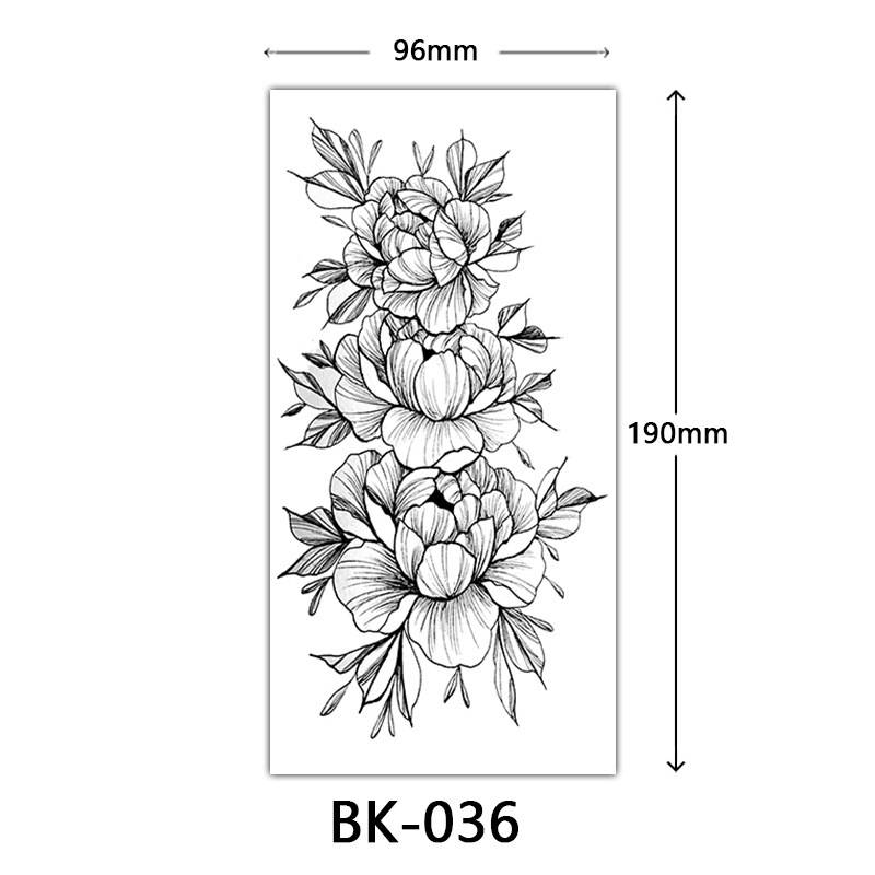 クロスボーダー特別供給スケッチフラワータトゥーステッカースケッチタトゥーステッカーバラの花黒と白の花タトゥー|undefined
