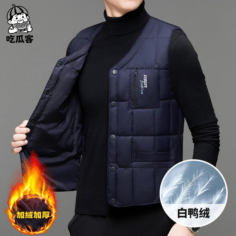 Explosions Down Vest Letter Men's Winter 2024 New Lightweight Warm Inner Waistcoat Men's Vest