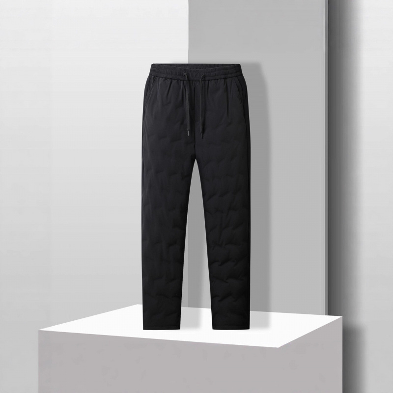 Men's fashionable and warm down-filled trousers, new winter style for 2025, slim fit, stretchy, thickened, straight leg down trousers for men.