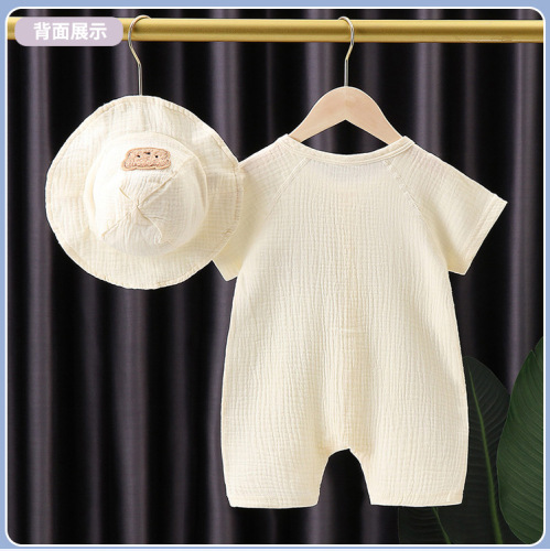 Baby clothes medical gauze Category A cotton onesie summer short-sleeve crawling suit newborn monk suit baby half-sleeve