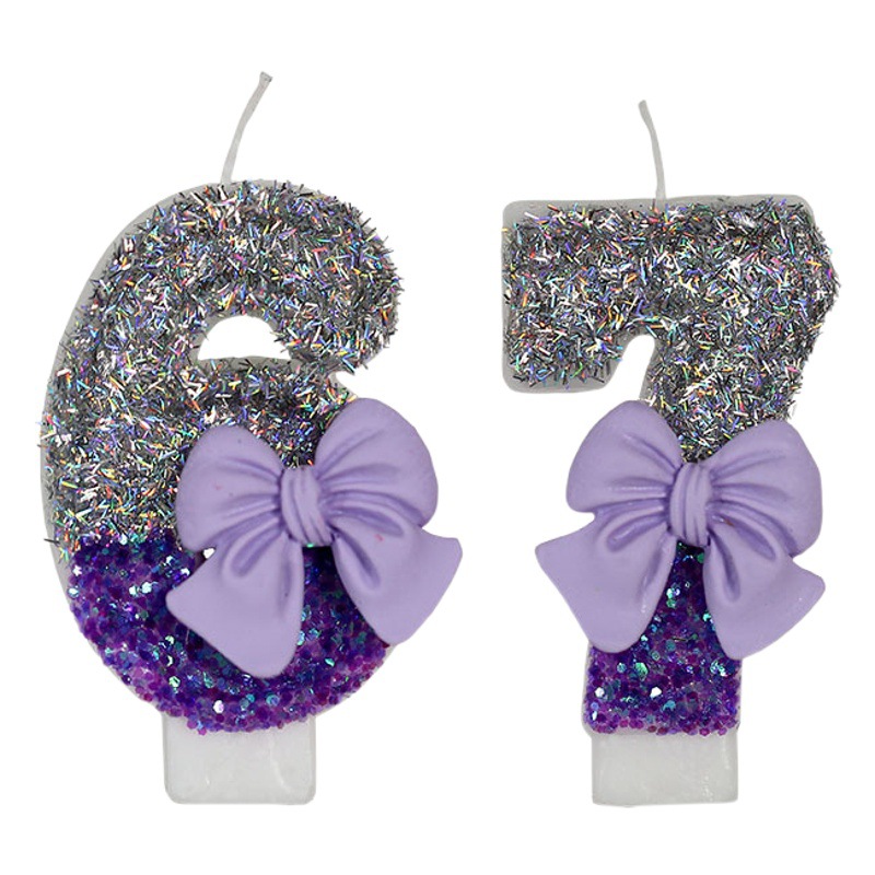 Nueva vela digital creativa vela de pastel de cumpleaños de arco púrpura para la vela de suministro de comercio exterior de comercio electrónico transfronterizo