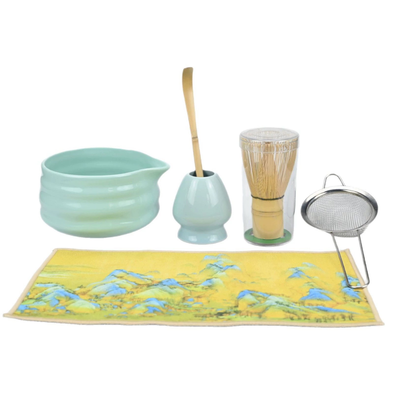 Matcha, Japanese tea cup, mixing stick, set