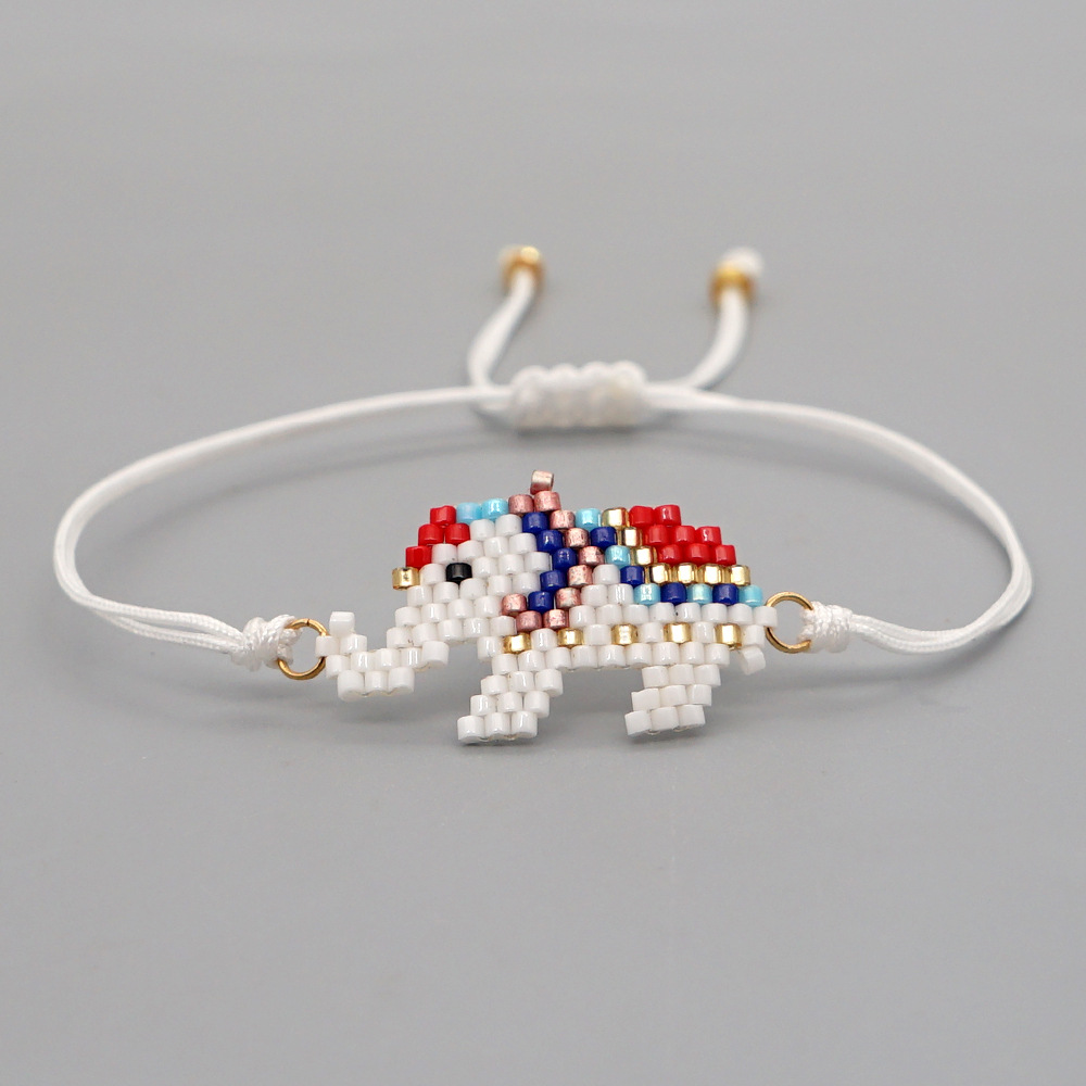 Simple Jewelry Friendship Rope Elephant Miyuki Rice Beads Hand-woven Small Bracelet Female display picture 1