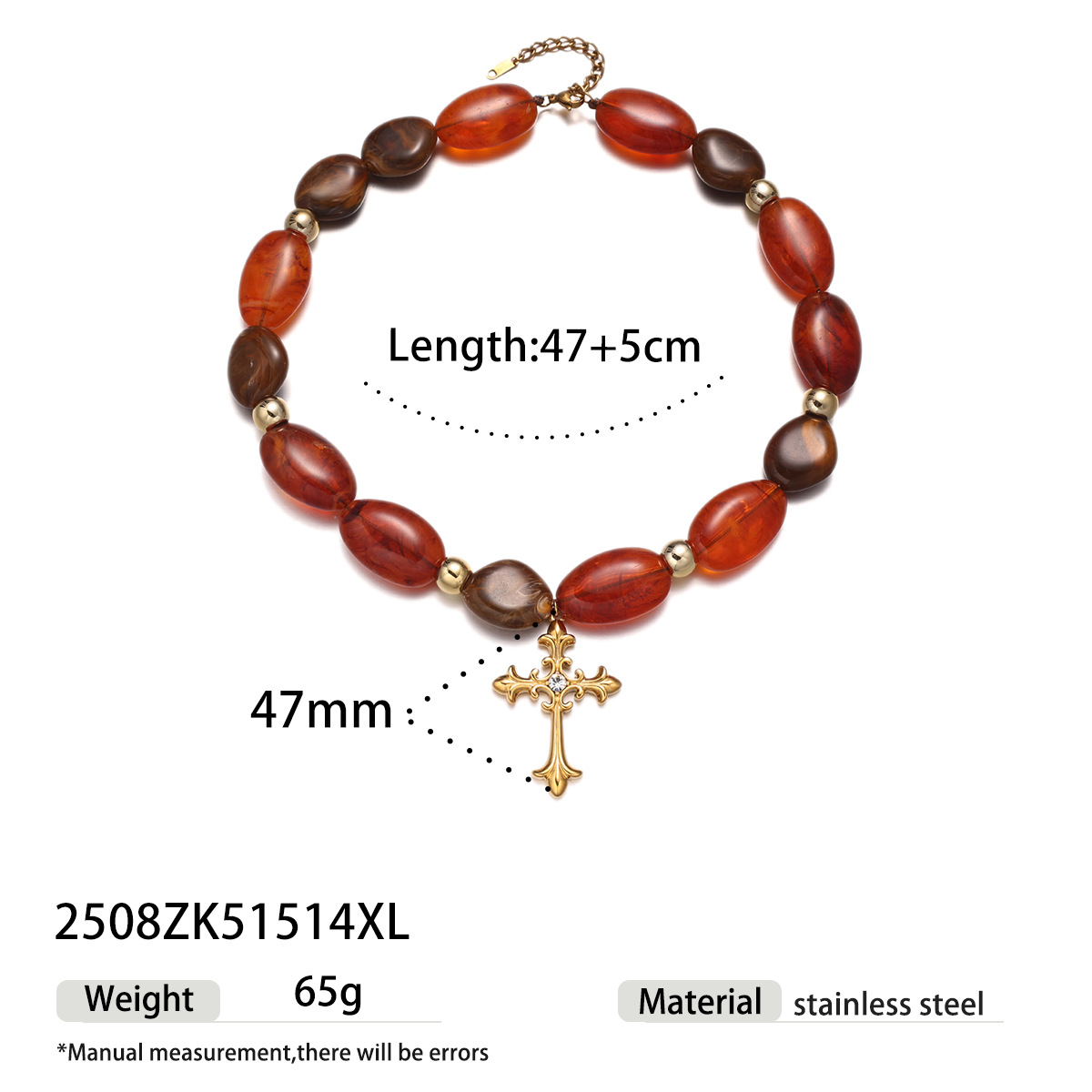 TENA Europa y América collar de colgante de acero inoxidable lujoso ligero de alta calidad collar de cuentas acrílicas no se desvanece