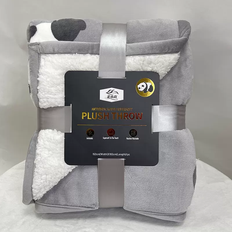 抗静电卡通童毯熊猫毯子 秋冬加厚空调毯 牛奶绒盖毯学生午睡毛毯