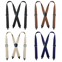 跨境男士4夹松紧弹性背带3.8公分 X型强力夹成人西裤吊裤带现货