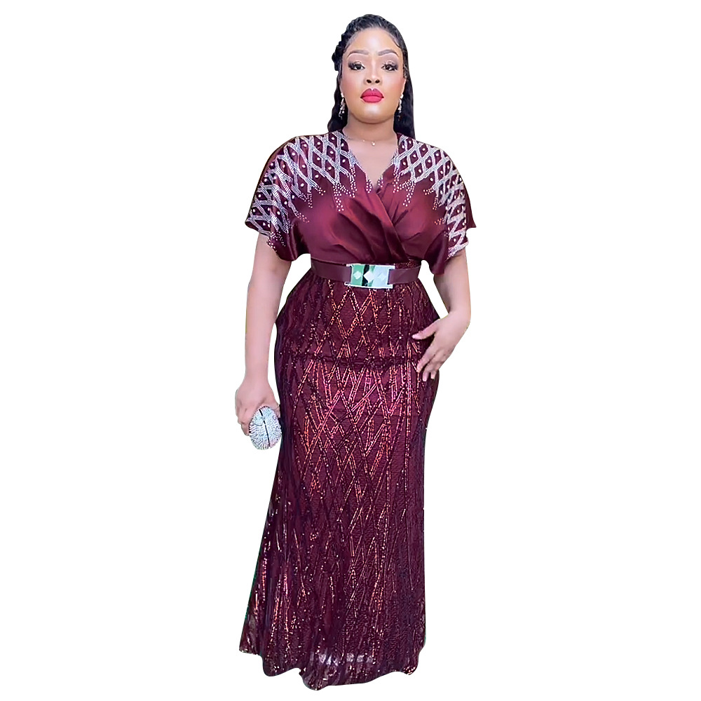 Women's Clothing women's light mature style celebrity dress African beads hot diamond party evening dress_voghion.com
