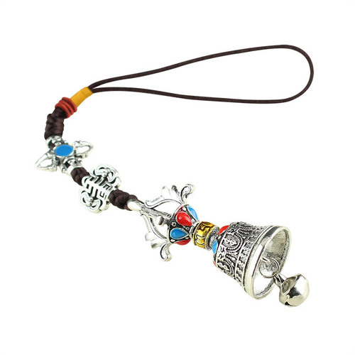 Vintage Tibetan Six Syllable Mantra Bell Turntable Chakra Keychain Dorje Car Ornament Bag Pendant Scenic Area Temple Gift