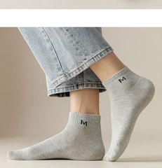 四季襪子男士防臭吸汗薄款簡約純色字母男低幫短筒淺口短襪船襪棉