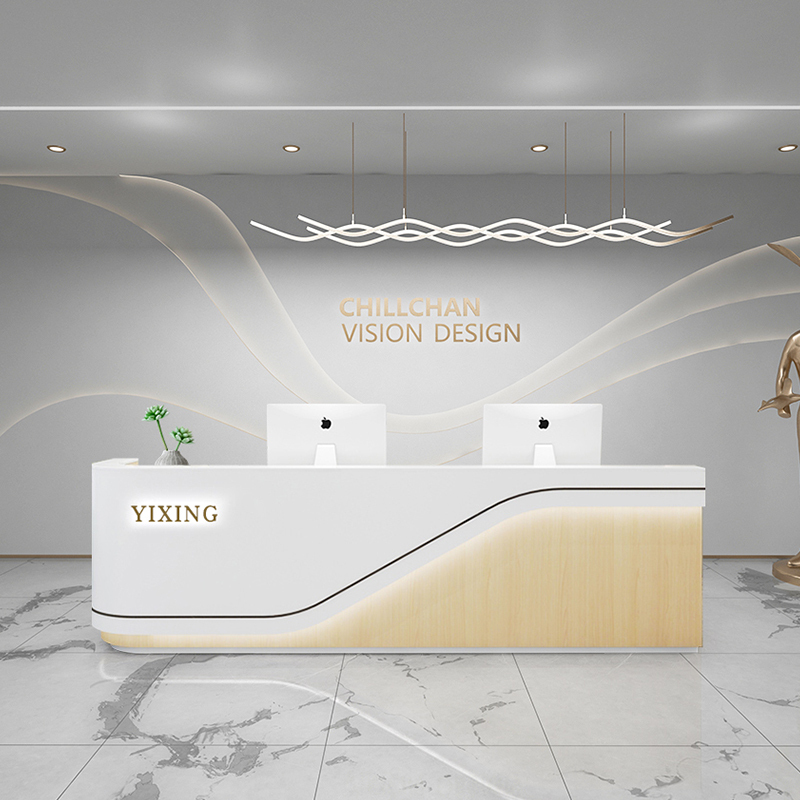 Simple Cream-Style Beauty Salon Front Desk, Nail Salon, Light Luxury High-End Cash Register Counter, Art Dance Studio Reception Desk