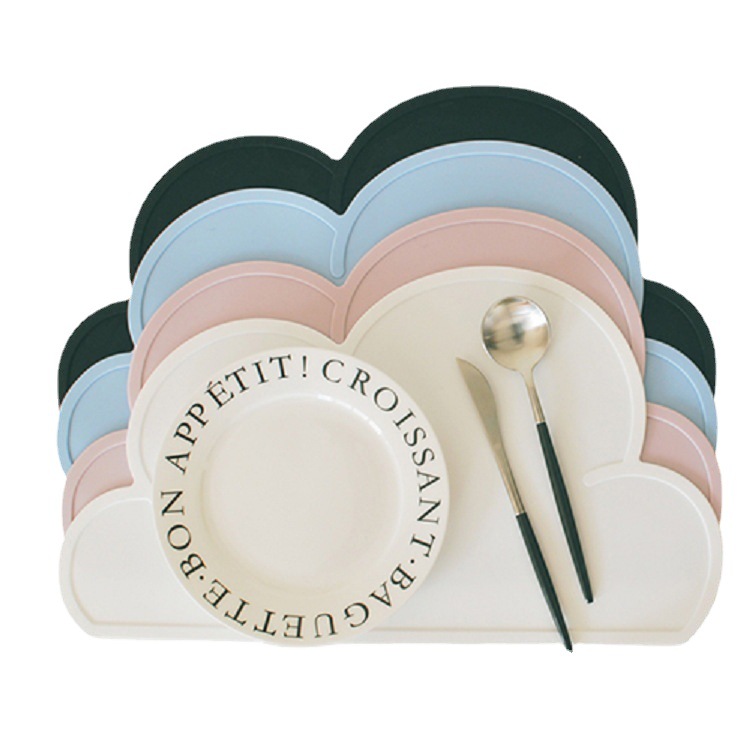 어린이 식기 유아용 구름 모양 실리콘 식탁매트 단열 학생용 테이블매트 아기 컵받침 단열 방열