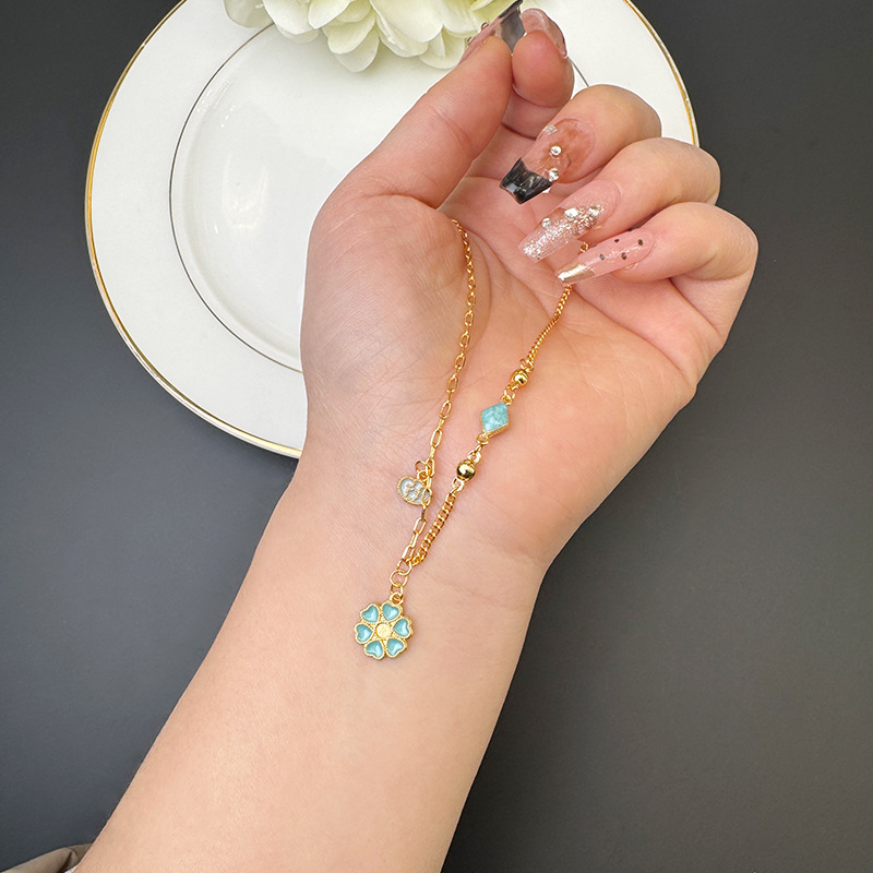 Collar de oro de arena vietnamita ligero de lujo goteo de aceite flor nicho clavícula diseñada para mujeres no se desvanecerá joyas al por mayor