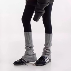 グレーのソックス、パイルソックス、秋と冬の女性用サメパンツ、厚みのあるふくらはぎレッグカバー、暖かい韓国ニットウール