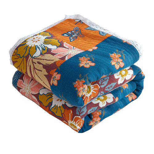 Pure cotton gauze towel is enlarged, thickened, soft, cotton blanket, breathable towel blanket, four-season fresh adult bed cover