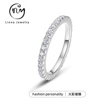 S925银莫桑石满镶戒指女款工厂直供轻奢闪耀珠宝首饰