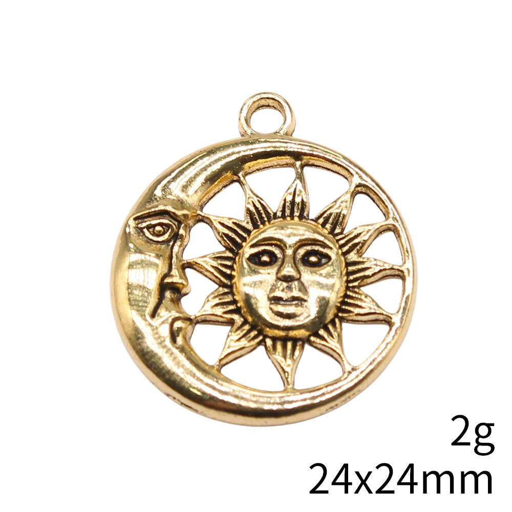 3g Weight Pendant Jewelry Making Type DIY Jewelry Accessories Classification 1 Piece Quantity Alloy Material Sun, Moon Pattern Plating Design Retro Style 1 Piece Alloy Sun Moon Pendant 7