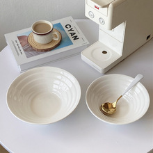 陶瓷纯白斗笠碗两个装拉面碗大号饭碗面汤碗沙拉饭批发