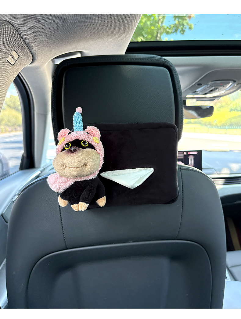 Car Tissue Box Hanging Cute Bee Puppy Car Armrest Box Tissue Box Female Car Creative Tissue Hanging Bag
