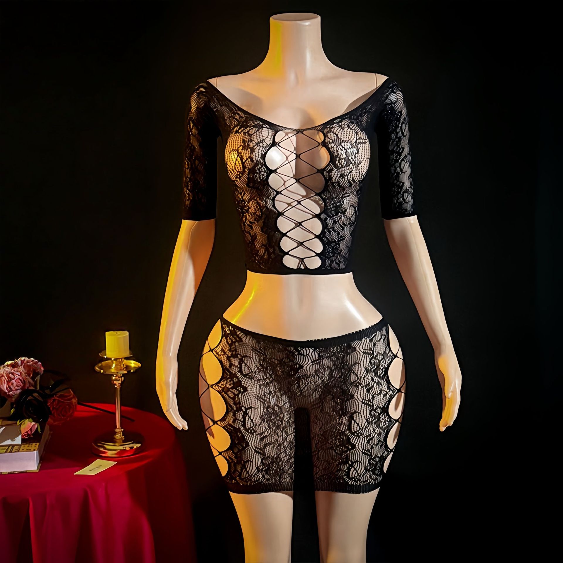 Lencería Body Sexy de Malla de Nylon Transparente para Citas de Pareja image 5