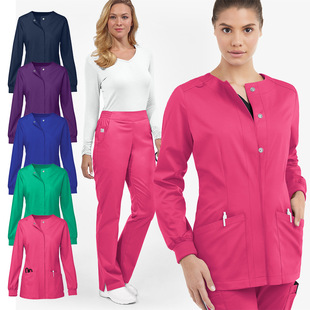 Ready-Made Cross-Border Hand-Washing Clothes, Long-Sleeved Hand-Washing Clothes, Beauty Salon Cardigans, Snap-Button Jackets, Doctor and Nurse Work Suits