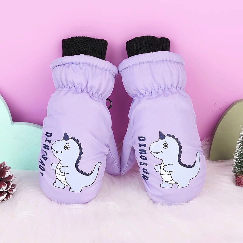 Guantes de nieve infantiles con dedos juntos – De algodón grueso, impermeables, diseño de dibujos animados
