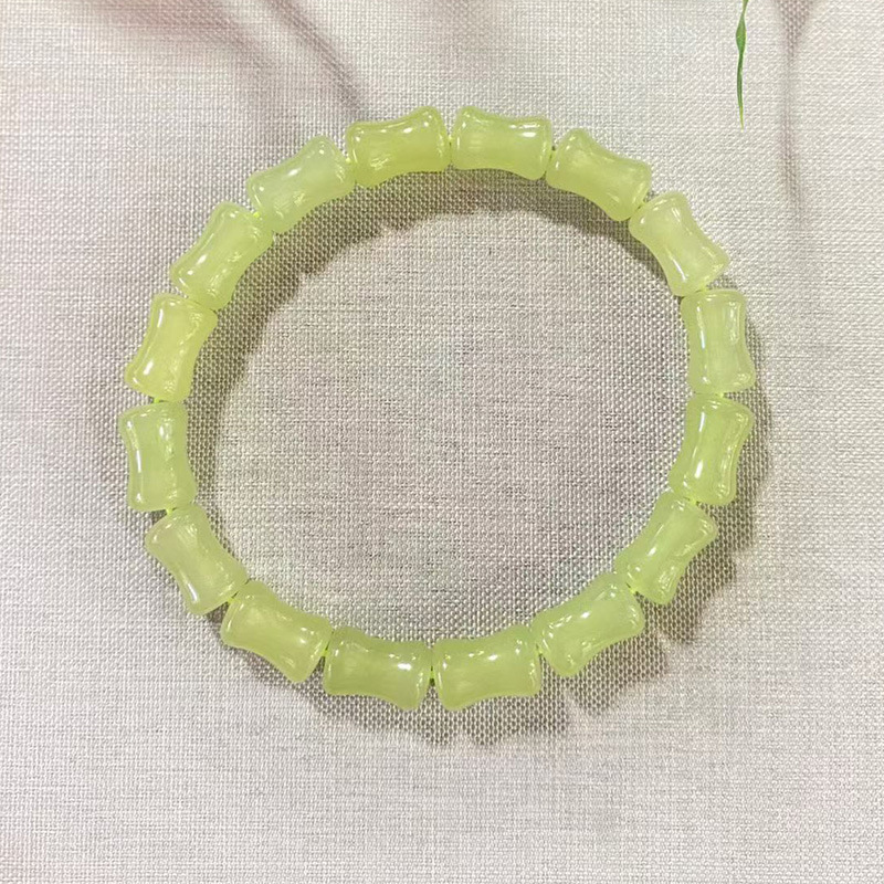 Hetian Jade Alternative in Clear Water Color Bamboo Knot Bracelet, Quartz Rock Jade Bamboo Knot Bracelet for Men and Women, Bamboo Knot Bracelet Jewelry
